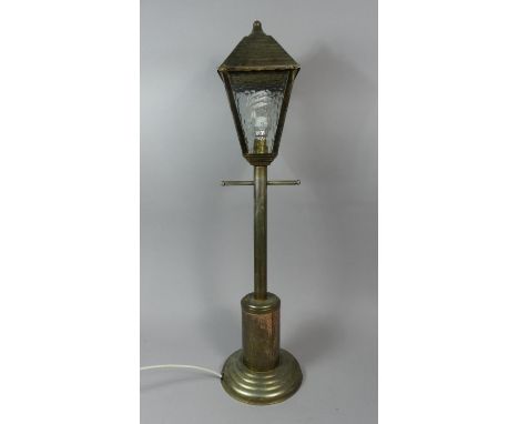 A Brass Novelty Table Lamp in the Form of a Street Lamp, 66cm High 