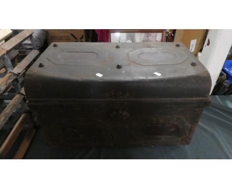 A Metal Travelling Trunk Containing Books, 60cm Wide 