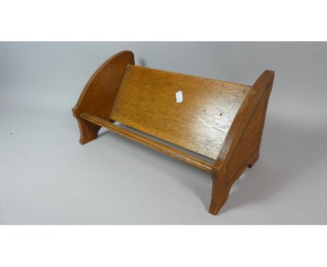 An Edwardian Oak Book Trough with Inlaid Ends, 36cm Wide 