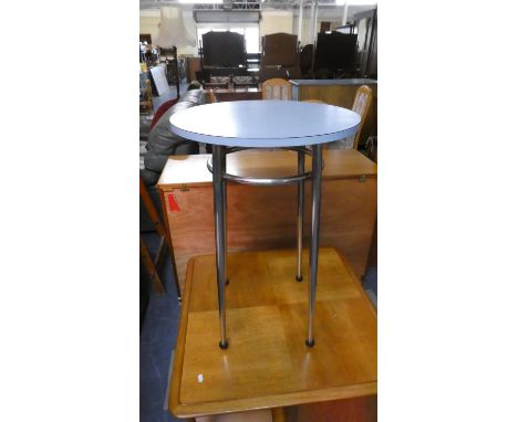 A Vintage Chrome Based Formica Topped Circular Kitchen Table, 50cm Diameter 