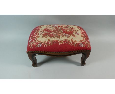 A Tapestry Topped Mahogany Framed Rectangular Stool, 38cm Long 