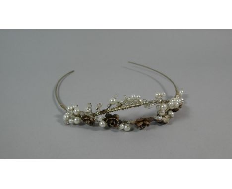 A Bride's Tiara Stamped 925 and Sea Pearl