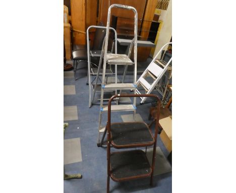 Three Metal Step Ladders 