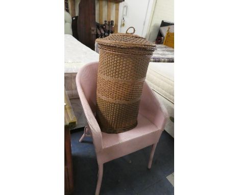 An Oval Wicker Linen Basked and Loom Bedroom Chair 