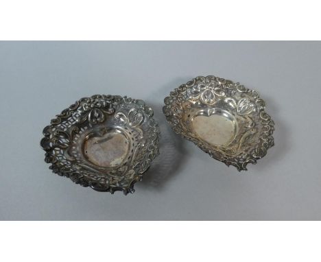 A Pair of Pierced Silver Trinket Dishes, London Hallmark 