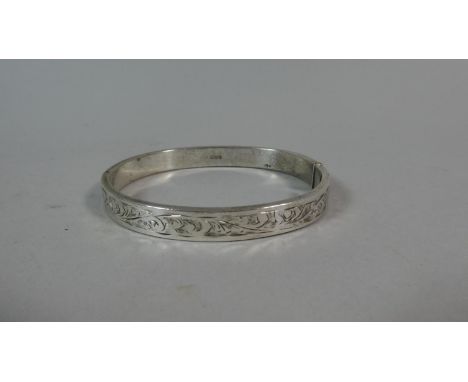 A Silver Charles Horner Bangle with Engraved Decoration 