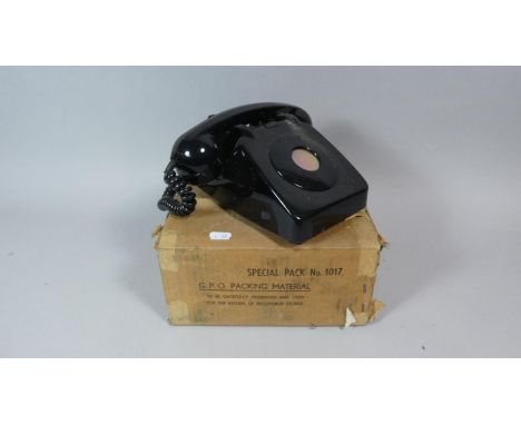 A Vintage Black Telephone by Phoenix Telephones Ltd in Original Cardboard Box 