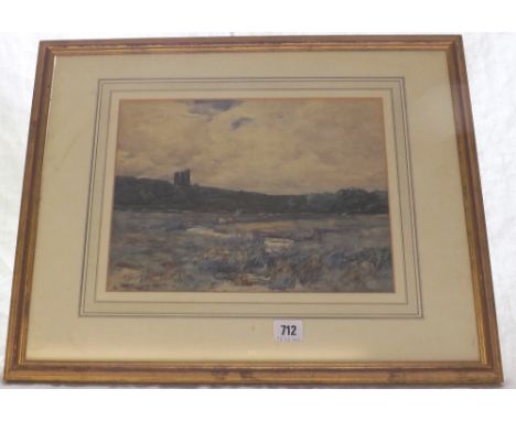 Alexander K. Brown – Cattle in the marshes  9” x 12½“ signed with initials      