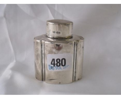 A tea caddy of quatre foil section 2.5” wide  Sheff 1905 by HA  60g      