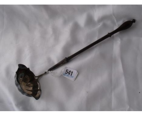 A Georgian toddy ladle with 2 pouring lips to bowl  on turned handle Lon 1742 by FR     