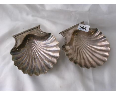 PAIR GOOD GEORGE III CRESTED BUTTER  shells on whelk supports Lon 1802 by JE 275g   