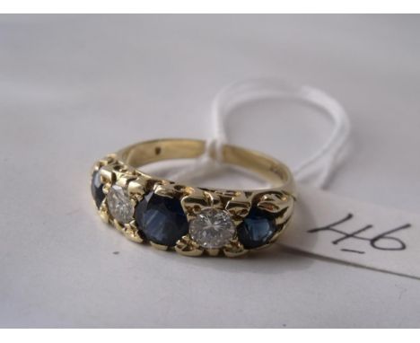 A GOOD 18CT GOLD SAPPHIRE AND  diamond  stone ring approx size 'O'  5g    