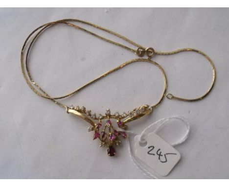 A GOOD 18CT GOLD RUBY & DIAMOND  necklace 9.8g        