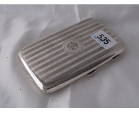 A cigarette case with line decoration 5” long  Birm 1919 165g       