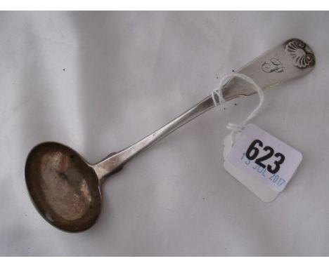 Georgian Scottish fiddle shell pattern cream  ladle Glasgow 1822 by Heron  3g     