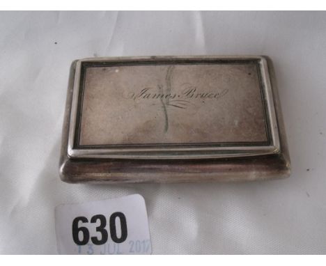 Georgian rectangular snuff box 3” wide  Birm 1827 by NM 80g      