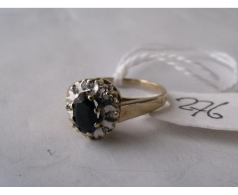 9ct sapphire & diamond set cluster ring 'L'    