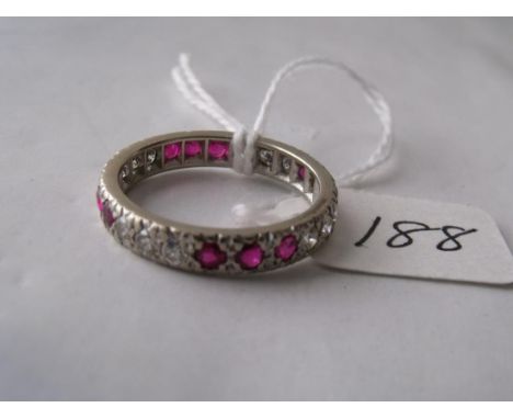 18ct white gold ruby & diamond eternity ring   