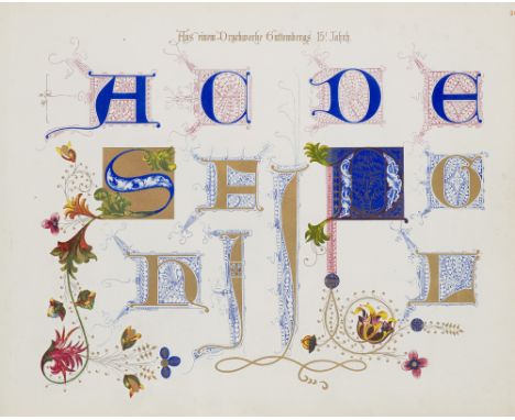 Alphabete (DTitel). Schreibmusterbuch mit 49 meist chromolithographischen Tafeln. o.O., o.Dr., o.J. (um 1910). Quer-4°. Lwd. 