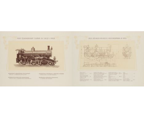 Eisenbahn - - Erste Böhmisch-Mährische Maschinenfabrik in Prag (Deckeltitel). Viersprachig (tschechisch, dt., franz., engl.).