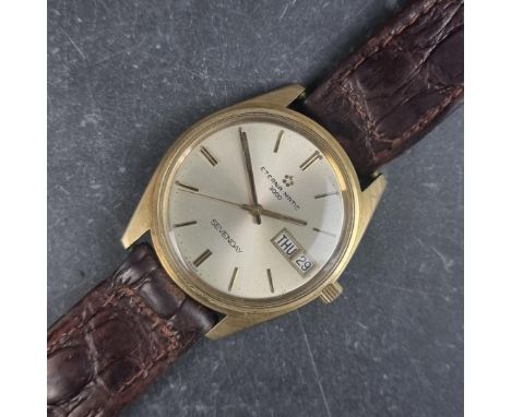 A 1970s Eterna-Matic '3000 Seven Day' stainless steel and gilt metal automatic wristwatch, 35mm, Ref. 306 DT, Serial No. 5534
