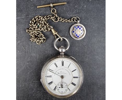 A Victorian silver open face key wind pocket watch,&nbsp;53mm, by Langdon Davies &amp; Co, Birmingham 1892, the dial inscribe