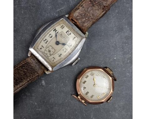 A 1920s 9ct gold manual wind ladies wristwatch, 25mm, Ref. 541677, having Swiss made movement; together with an Art Deco Bent