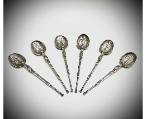 A set of six Edward VII coronation coffee spoons copying the anointing spoon Birmingham 1902 2.56ozCondition report: Good use