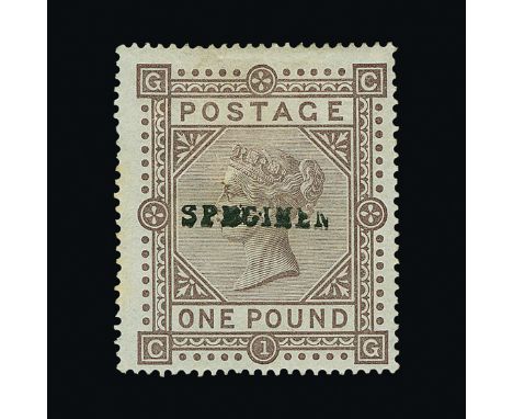 Great Britain - QV (surface printed) : (SG 129s) 1867-83 Maltese Cross £1 brown-lilac, CG, ovptd SPECIMEN Type 9 (broken lett
