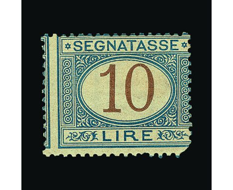 Italy : (SG D38) 1870-1925 Postage due - 10L brown & blue (toned gum) with heavily-rounded corner, centred R - o/w fresh mm e