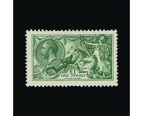 Great Britain - KGV : (SG 403) 1913 Waterlow £1 green, wonderful deep fresh colour, odd p/p, diagonal light gum crease, fine 