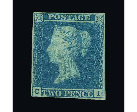 Great Britain - QV (line engraved) : (SG 14) 1841 2d blue, CI, 4 small to good margins, corner gum thin, h/r, fresh m.m. Cat 