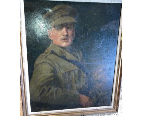 A WW1 period officer portrait oil on canvas, 70 x 83cm&nbsp;