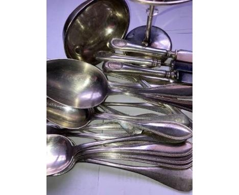 A collection of silverplated flatware, to include: Austrian and British silverplated flatware and a silver plated tray. (qty)