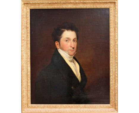 Portrait of Richard Waddington esq of Bradford & Balks House, Wortley, Yorks, bust length portrait oil on canvas in later gil
