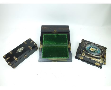 A 19th Century coromandel stationery box with fitted interior incorporating a writing slope, interior plaque engraved ARDLEY,