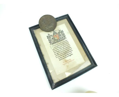 A First World War Death Plaque, to John Bradley Royal Army Service Corps, together with its companion framed and glazed scrol