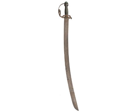 A composite hanger, 80.5cm curved blade, pierced steel half basket hilt, ribbed cast metal grip, together with an 18th Centur