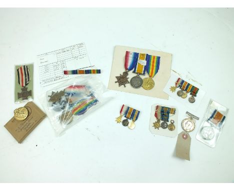 A First War Trio to the Notts & Derby Regiment, named to Private Bernard Ford, together with a further trio to the Royal Fiel