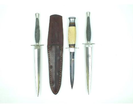 A William Rodgers knife, 15cm flattened diamond section blade stamped William Rodgers I Cut My Way, simulated antler handle, 