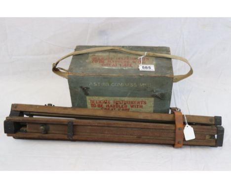 A World War Two / WW2 Air Ministry / RAF Astro Compass MkII In Original Box With Matching Tripod, Both Items Marked With The 