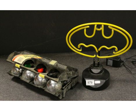 Batman Symbol Table Light and a Eight French Boules