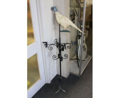 Wrought Iron Weather Vane with Golden Pheasant Top, 141cms high  