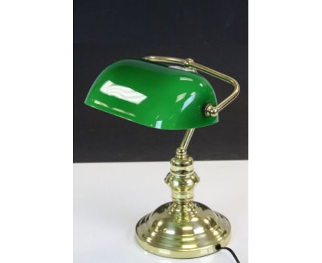 Bankers Desk Lamp with Green Glass Shade