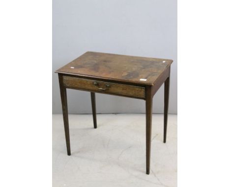 Georgian Oak Side Table with Single Drawer and raised on Square Tapering Legs, 69cms wide x 70cms high