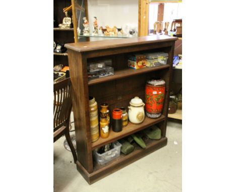 Early 20th century Oak Bookcase with three adjustable shelves (one shelf support missing ), 107cms wide x 127cms high 