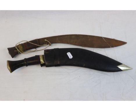 Two Vintage Kukri Knives , One Comes Complete With Tools And Scabbard And The Other A/F.