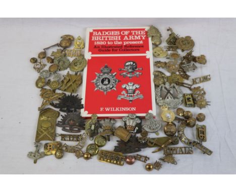 A Collection Of Military Cap Badges, Buttons And Rank Badges To Assorted Regiments Together With A Badges Of The British Army