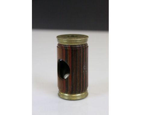 Vintage Brass and Striped Wood ' Van Cort ' Corner Polemoscope, 5.5cms 