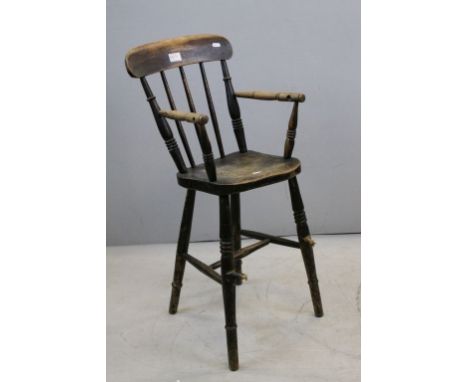 Victorian Elm Seated Stick Back Child's High Chair (some rails missing)